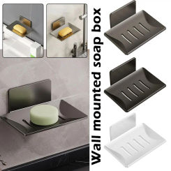 Bathroom Carbon Steel Soap Dish Free-Punching Wall Mounted Soap Sponge Holder Organizer Accessories Kitchen Soap Holder