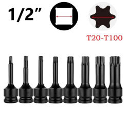1pc Torx Driver Bit 1/2" Screwdriver Bit Drive Socket Adapter T20 T25 T27 T30 T35 T40 T45 T50 T55 T60 T70 T80 T100
