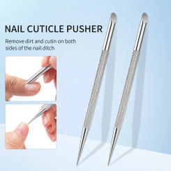 Nail Double-Ended Stainless Steel Circle Beveled Head Cuticle Pusher Remover Manicure Sticks Nail Dotting Tools Cuticle Scissors
