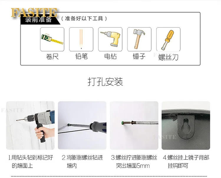 Description Picture 6 of itemMetal Nordic Bathroom Mirror Hanging Glass Vanity Design Aesthetic Bathroom Mirror  Home Improvement