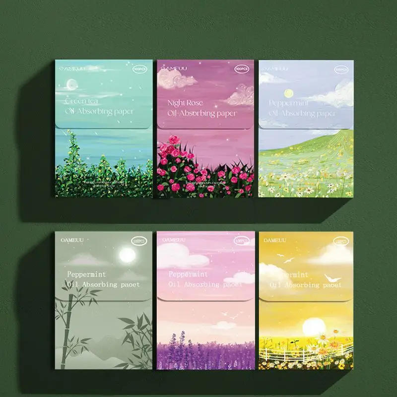 Description Picture 2 of item100Pcs/box Face Oil Blotting Paper Protable Matting Face Wipes Facial Cleanser Oil Control Oil-absorbing Face Cleaning Tools New