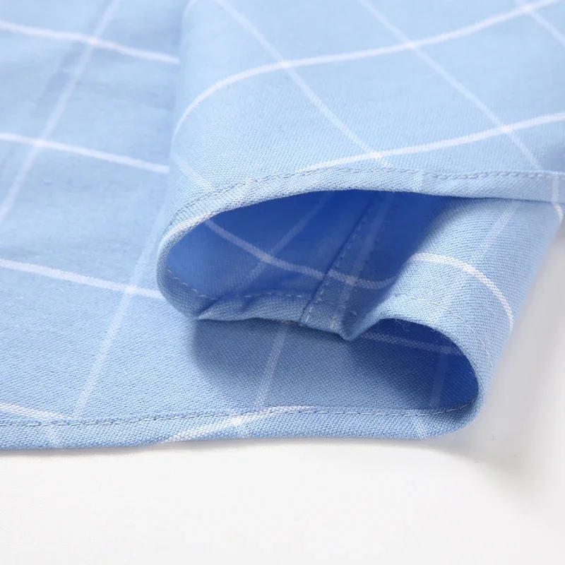 Description Picture 6 of item100% Cotton Breathable Men Oxford Short Sleeve Summer Plaid Shirt Striped Male Shirt Business Regular Fit Oversized Shirt