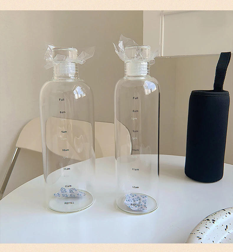 Description Picture 4 of itemClear Water Bottle Time Scale Cute Water Drinkware Transparent Milk Juice Cup Plastic Waterbottle Outdoor Shaker Girls Bottles