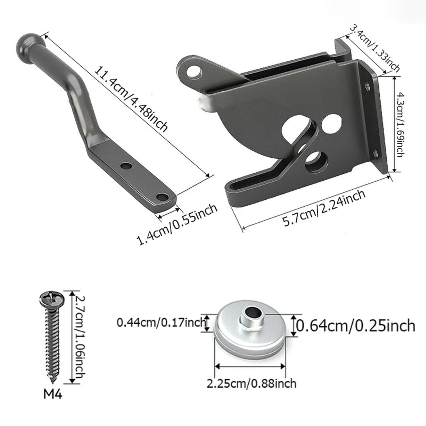 Description Picture 3 of item1pcs Self-locking Door Lock With Spring Pull Wire Post Installation Type Automatic Gravity Lever Lock Suitable For Wooden Fences
