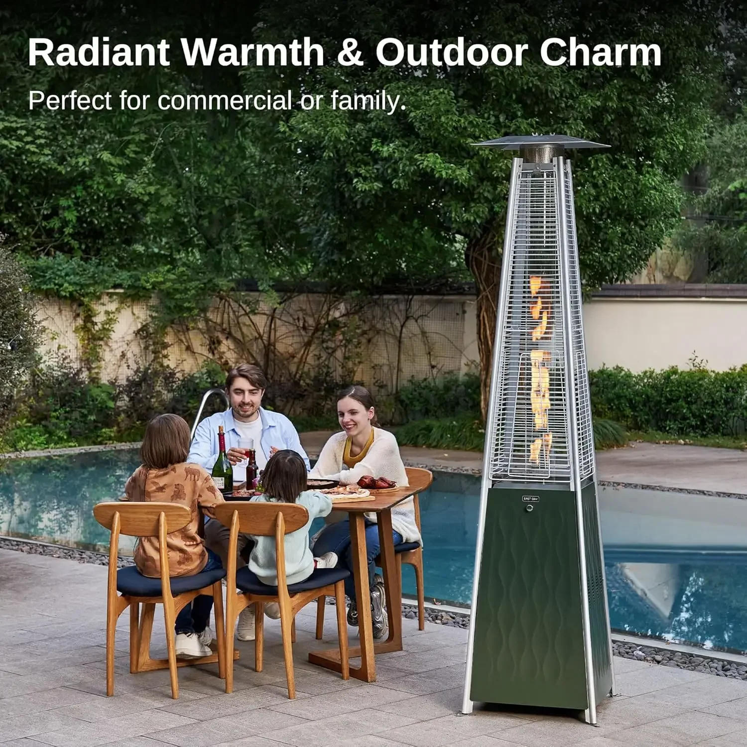 Description Picture 5 of itemPyramid Patio Heater 48,000 BTU Outdoor Patio Heater Quartz Glass Tube Propane Heater Triple Protection System With Wheels