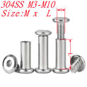 1pc-10PCS M3 M4 M5 M6 M8 M10  304 large flat hex Stainless Steel Snap Rivet Books Butt Screw, Photo Album Binding Screw