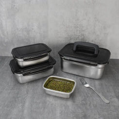 with Handle Stainless Steel Crisper Portable Airtight Lid Large Capacity Pickle Box Korean Sealed Fresh-keeping Box Picnic