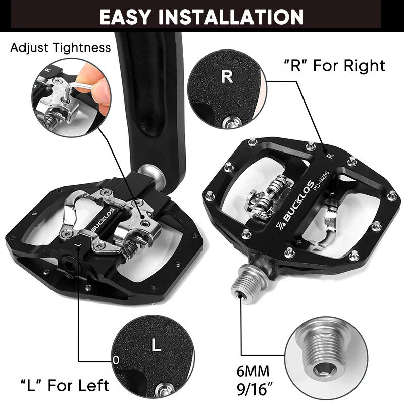 Description Picture 5 of itemBUCKLOS Mtb Pedals for Bicycle Dual Function Mountain Bike Pedal Platform Clip Flat Pedals Fit SPD MTB Bicycle Paddle Bike Part