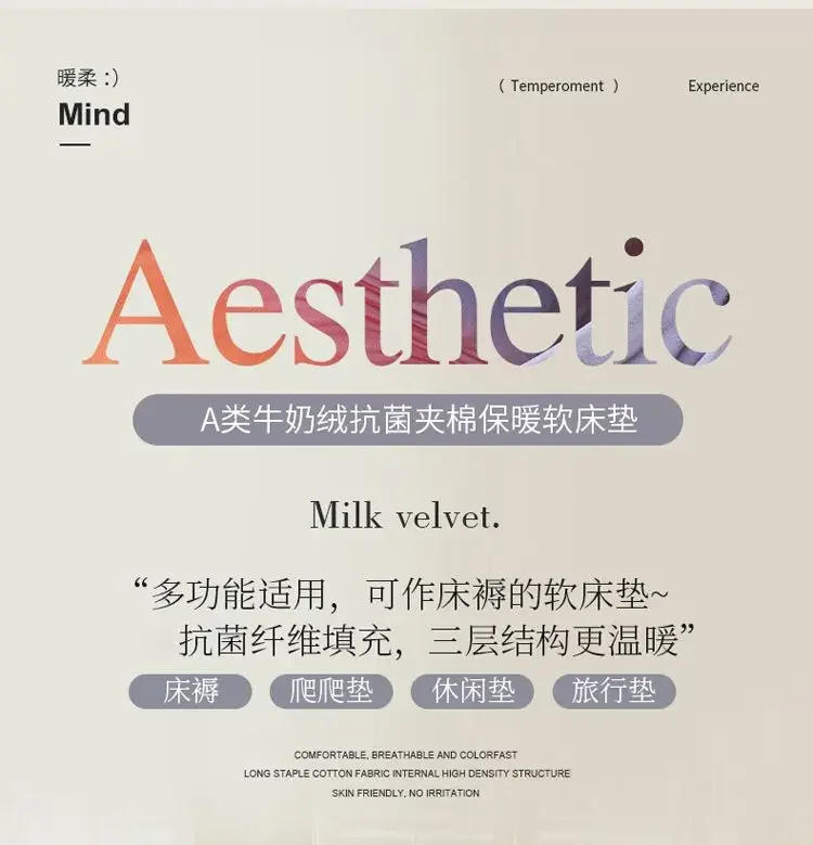 Description Picture 2 of itemIns Winter Milk Velvet Thickened Warm Bed Sheet Bedspread Soft Thin Fold Mattress Toppers  Antislipping Tatami Floor Quilted Mat