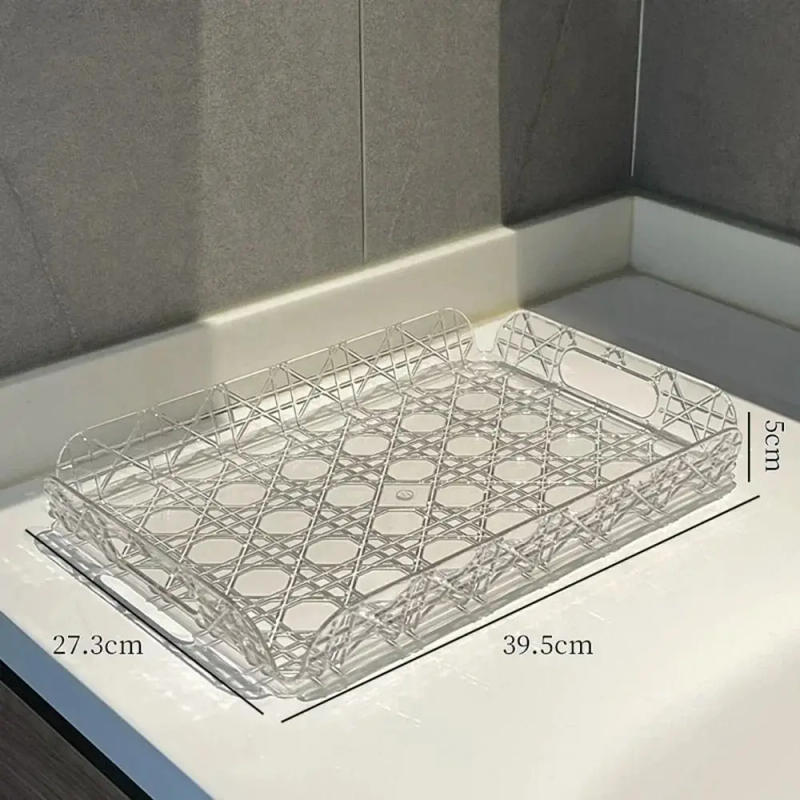 Description Picture 5 of itemHousehold Rectangular Storage Tray Countertop Light Luxury Water Cup Storage Tea Tray Transparent Home Decoration Organizer Tray