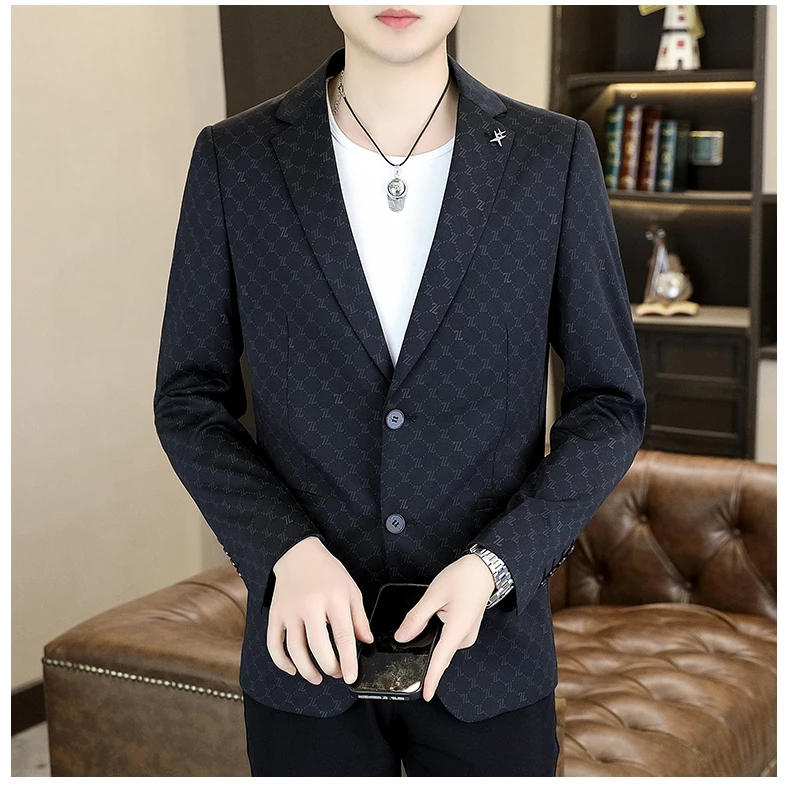 Description Picture 5 of itemM-6XL High Quality Spring and Summer New Thin Men's Fashion Handsome Everything Trend  Men Designer Blazer  Terno Slim Fit