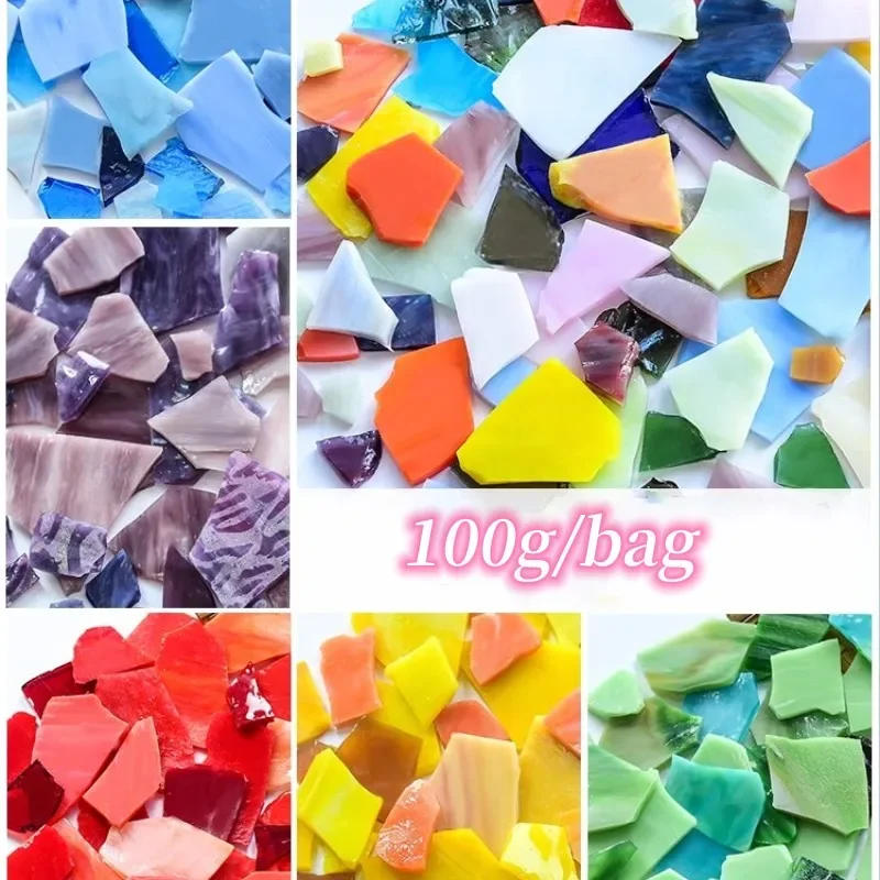Description Picture 2 of item100g Irregular Shape Mica Mosaic Tiles DIY Craft Colored Fragments Glass Tile Mosaic Making Materials Home Wall Decoration
