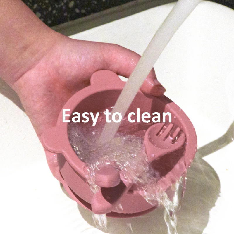 Description Picture 5 of item3PCS Silicone Baby Tableware Cute Cartoon Bear Bowl Suction Lunch Box Soft Spoon Fork Feeding Training Dinner Set Baby Meal Tray