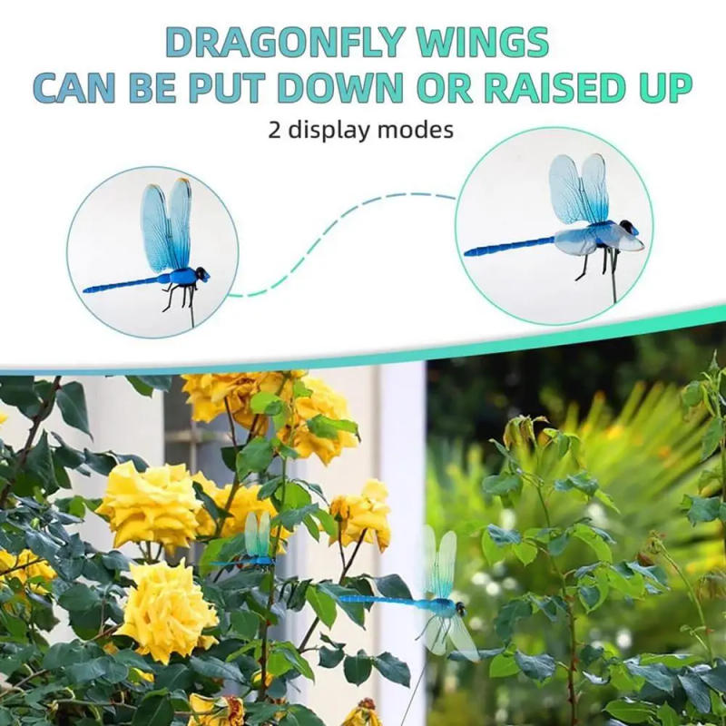 Description Picture 3 of item12Pcs Dragonfly Hat Clip Realistic Garden Dragonfly Decoys Simulation Garden Stake Decorate Outdoor 3D Decorative Clips