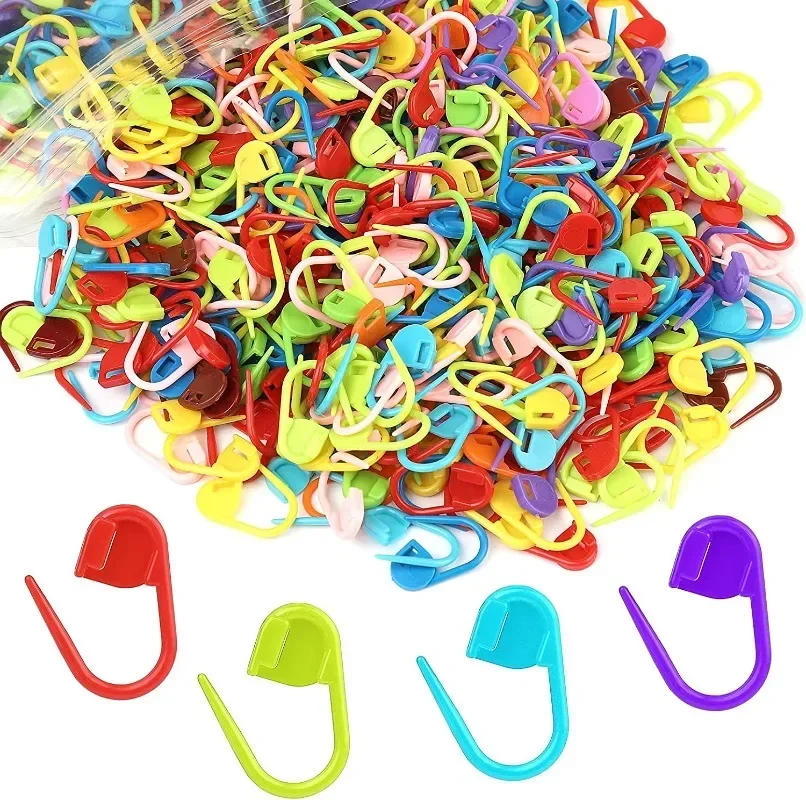 Description Picture 3 of item300/50pcs Plastic Resin Small Safety Pins Locking Stitch Markers Crochet Latch Knitting Tools Needle Clip Hook Sewing Tools