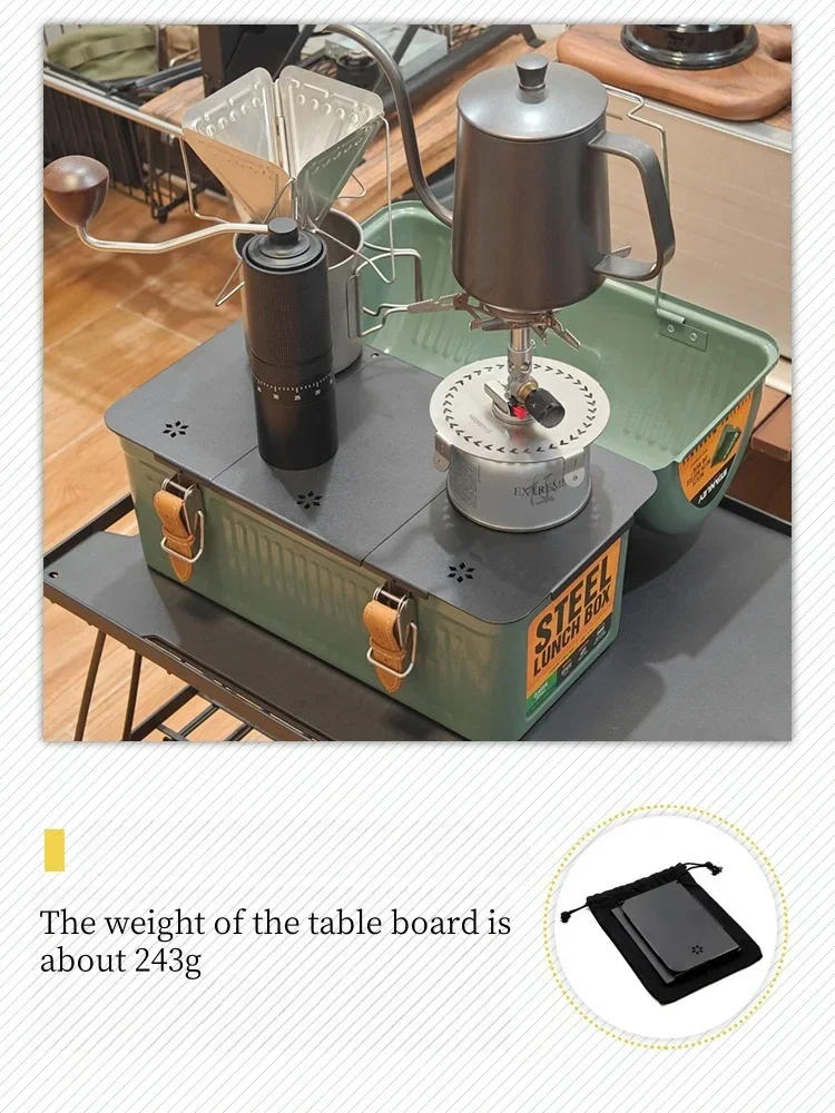 Description Picture 4 of itemFolding Table Top Aluminum Alloy Table Board Plate Mini Shelf Table Board Felt Lining For Stanley Lunch Box 9.4L Camping Gear