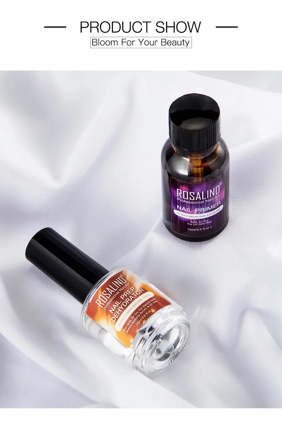 Description Picture 4 of itemROSALIND Nail Prep Dehydrator Nail-Primer Gel Nail Polish Grinding Nail Art Base Matt Coat Hybrid Varnishes Poly Nail Gel 15ml