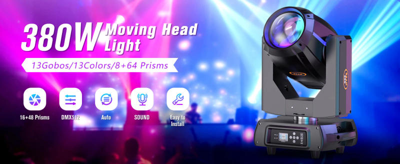 Description Picture 2 of itemBuysumshine 380W Beam LED Moving Head Light AC110~240V DMX512 Stage Light 14 Colors 13 Patterns Head Light for Party Clubs KTV