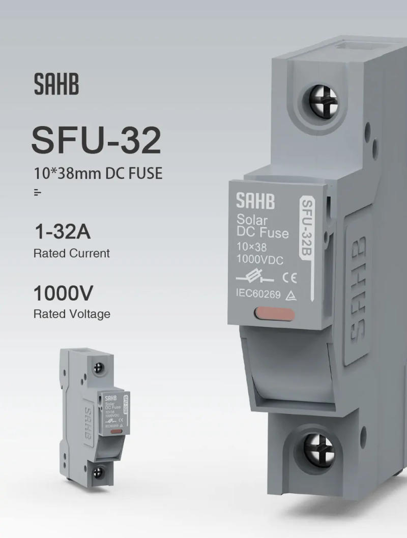 Description Picture 2 of itemSAHB 1P Din Rail DC Fuse Holder For Solar System Protection PV DC Isolator MCB 1000V Photovoltaic Switch 32A With LED Fusibles