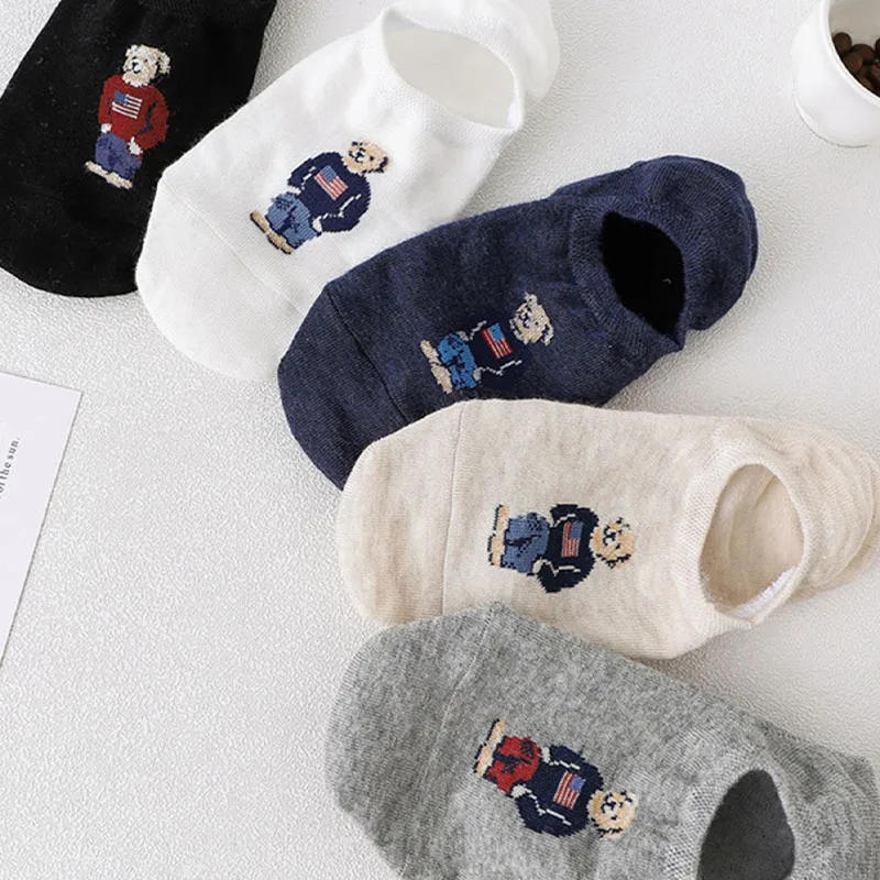 Description Picture 6 of itemSocks Women's Shallow Mouth Korean Cute Little Bear Socks Cartoon Shallow Mouth Socks Summer Thin Anime Boat Socks