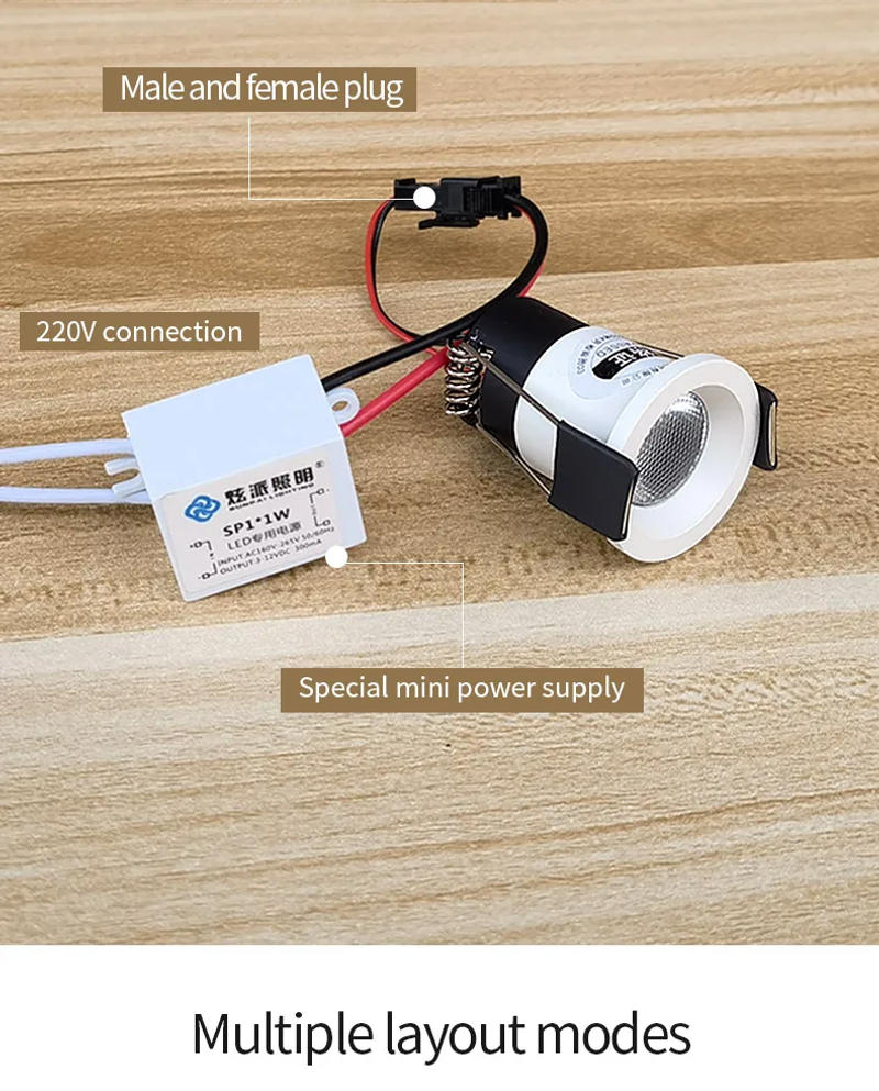 Description Picture 5 of item【25mm hole】recessed mini Spotlight 1w 3w LED ceiling light 110 volt 220V indoor embedded small downlight with driver set
