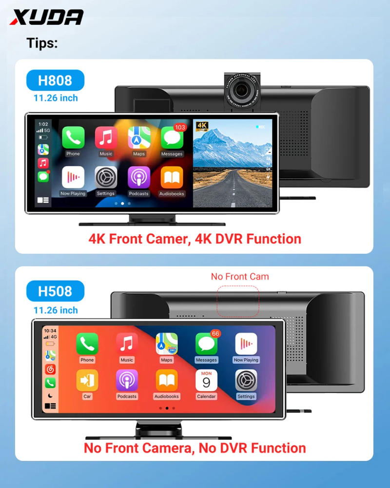 Description Picture 2 of item11.26 inch IPS Touch Screen Multimedia Video Player Portable 4K DVR Wireless CarPlay/Android Auto Dual Lens Driving Recorder
