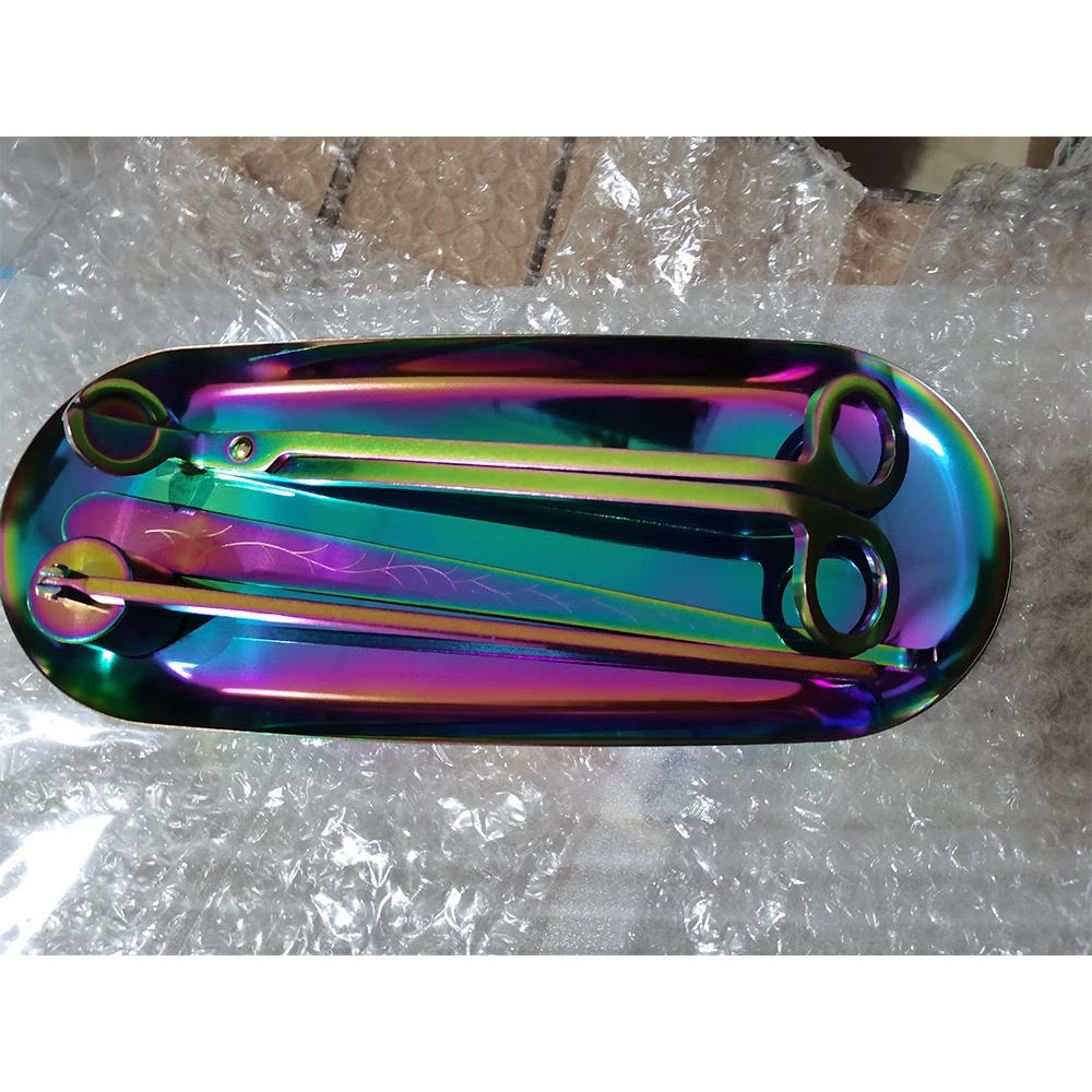 Description Picture 5 of item4PCS Candle Wick Trimmer Scissors Extinguisher Hooks Candle Accessories Set Home Care Candle Tool Stainless Steel Rainbow Colors
