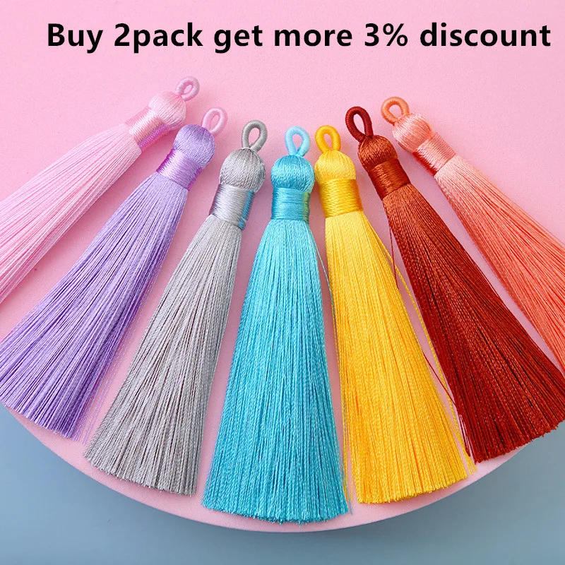 Description Picture 3 of item5/10/20pcs 8cm Silk Tassel Brush Earrings Charm Diy Earrings Pendant Jewelry Making Satin Fringe Handmade Decor Crafts Wholesale
