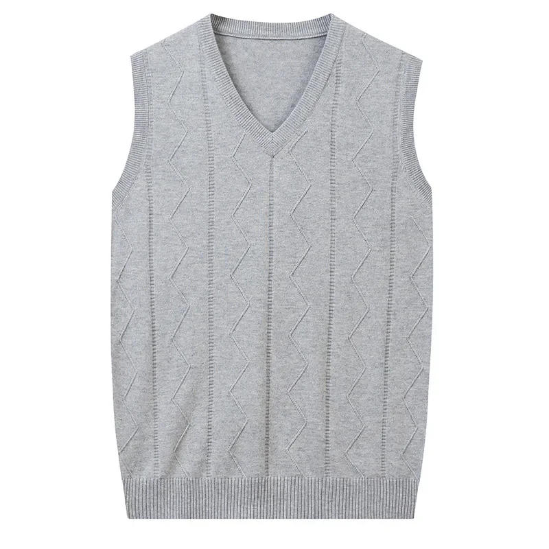 Description Picture 3 of itemAutumn New Men Vest Fashion Mens Wool Vest Men's V-neck Sweater Waistcoat Sleeveless Sweater Clothes Plue Size 3XL