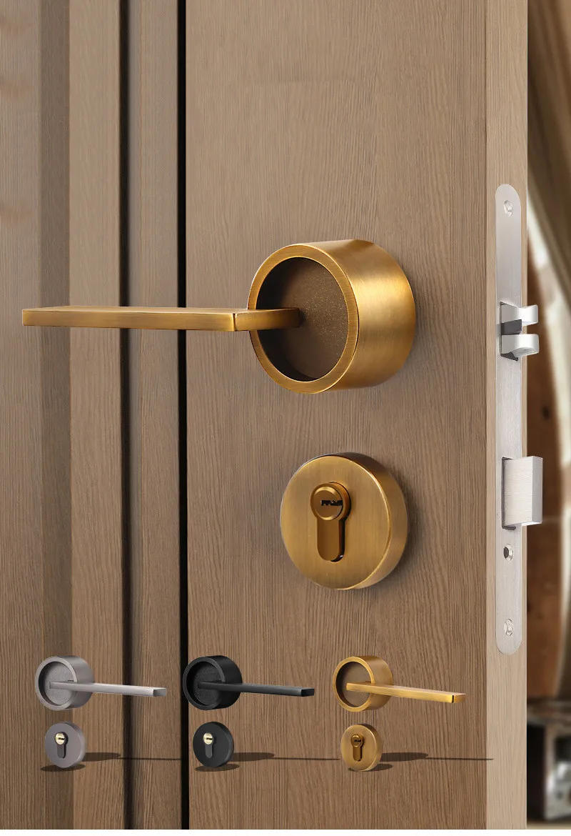 Description Picture 2 of itemHigh Quality Zinc Alloy Security Door Lock Bedroom Mute Door Handle Deadbolt Lockset Indoor Hardware Door Knob with Lock and Key