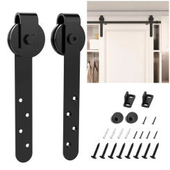 Silent Mini Sliding Barn Door Hardware Kits Cabinet Smooth Hanging Rails Sockets Floor Guide Limiters For Cabinet Doors Rail Set