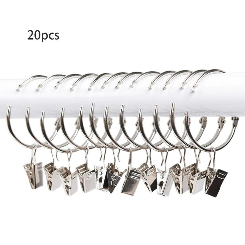Description Picture 3 of item20 Pcs Metal Openable Drapery Clips with Rings Bath Curtain Rod Clips Shower Curtain Rings Decorative Drapery Ring Dropshipping