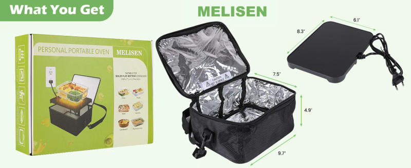 Description Picture 5 of itemElectric Heated Lunch Box 220V EU Plug Portable Personal Mini Oven Food Warmer for Meals Reheating & Raw Food Cooking Black Bag