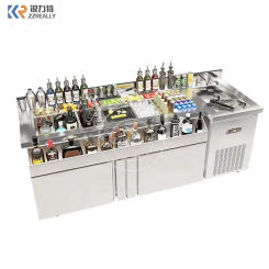 Bubble Tea Bar Bartender Commercial 304 Stainless Steel Customized Refrigerated Wine Cabinet Equipment