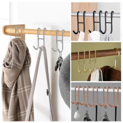 S-Shape Bathrobe Hanger Holder Hooks Stainless Steel Over Glass Door Shower Towel Rack Shower Door Back Hook Bathroom Accessorie