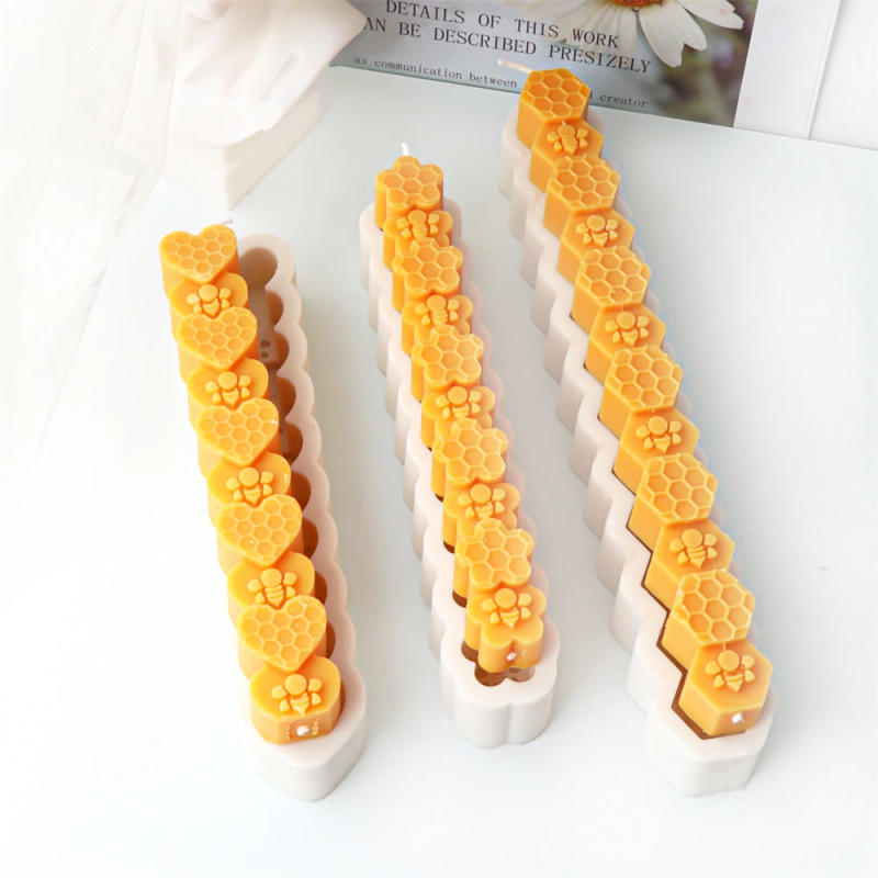 Description Picture 2 of item2D/3D Flower Bee Pillar Candle Silicone Mold DIY Long Honeycomb Soap Cake Decoration Tool Handmade Plaster Resin Moulds Gifts