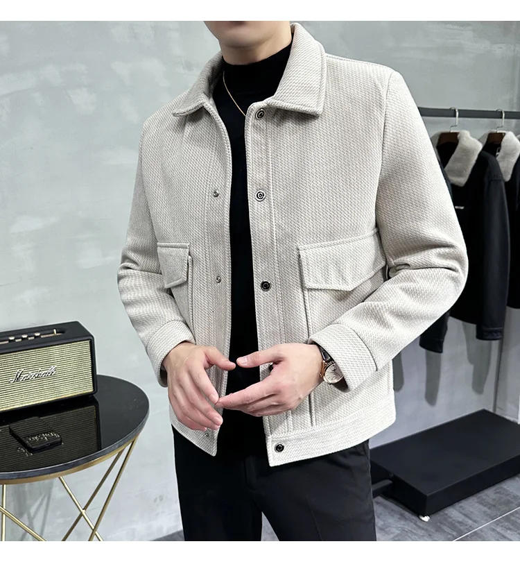 Description Picture 5 of itemWinter Woolen Jackets Men Fashion Casual Business Overcoat Social Streetwear Wool Blends Coats windbreaker men clothing 2023
