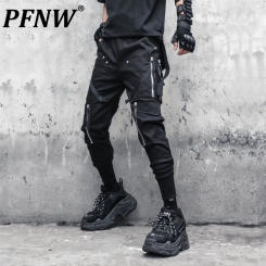 PFNW Original Niche Design Cargo Pants Men's Tide Trendy Zipper Pocket Tactical Leggings Darkwear Punk Overalls New Chic 12Z6351