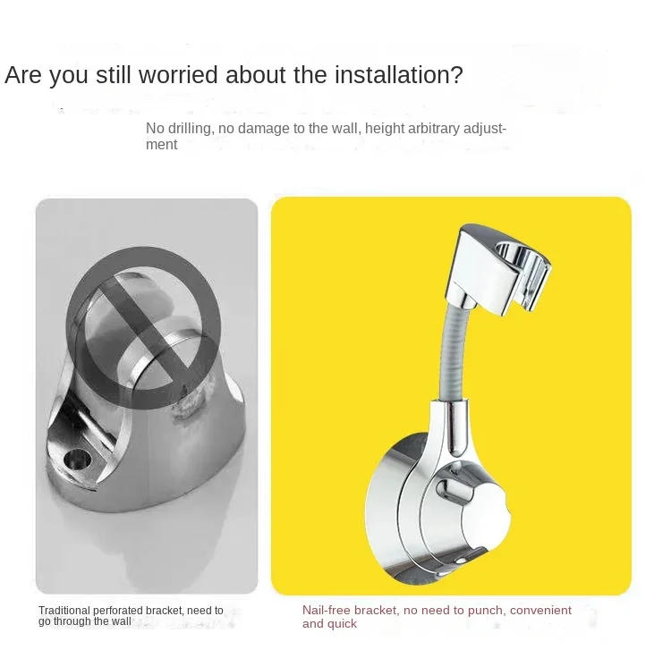 Description Picture 3 of itemSuction Cup Shower Holder Adjustable Shower Head Holder Nozzle Handheld Holder Punch-Free Multi Angle Rotation Shower Bracket