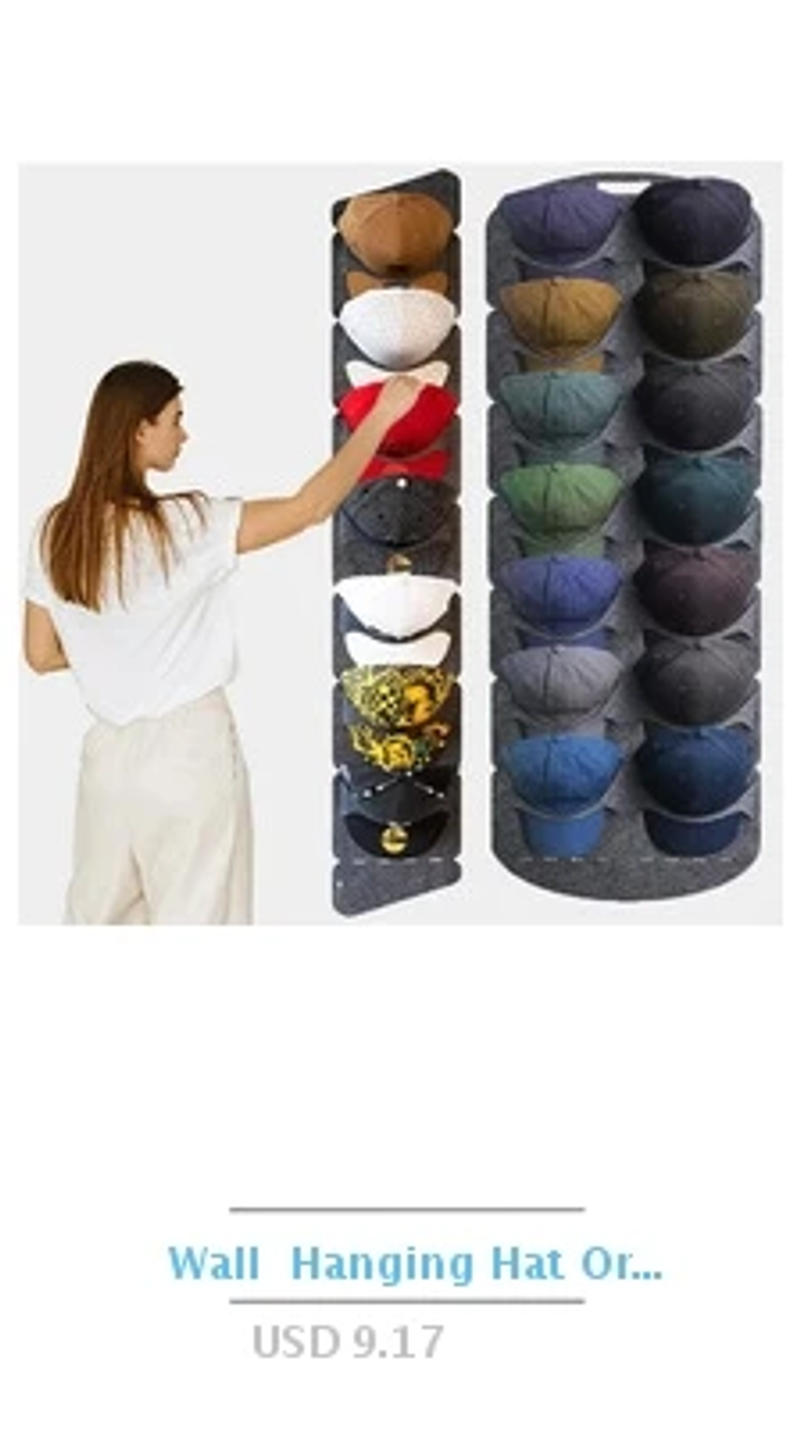 Description Picture 4 of itemWall Hanging Hat Organizers Bedroom Closet Space Saving Baseball Cap Felt Storage Door Back Storage Bags