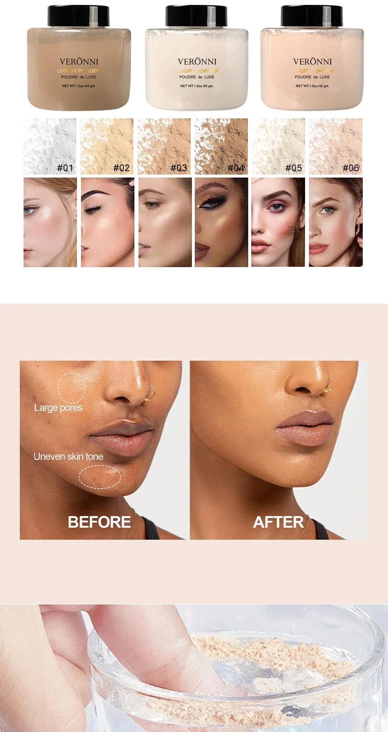 Description Picture 5 of item6 Colors Oil-control Banana Loose Powder Waterproof Long-lasting Full Coverage Face Compact Setting Powder Makeup Cosmetics