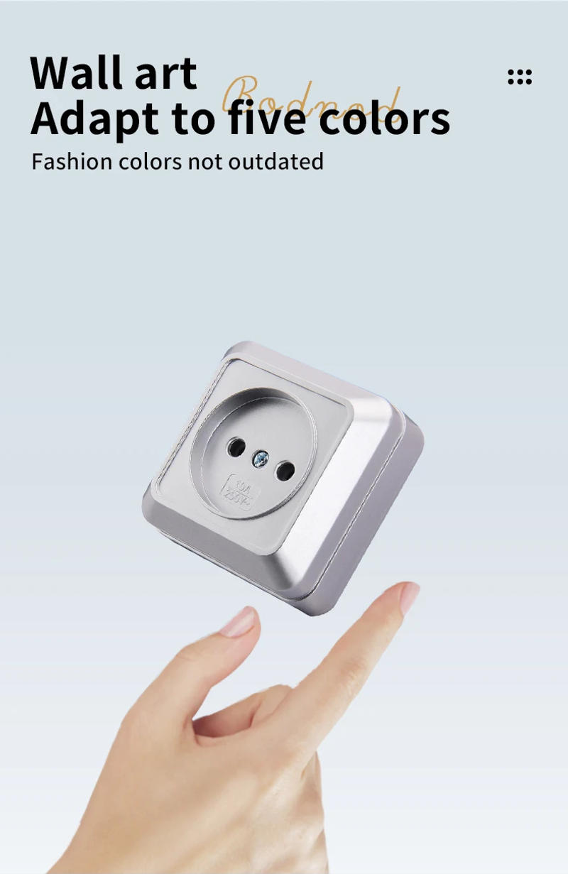 Description Picture 5 of itemWESA Silvery Wall Surface Socket Plug Europe Exterior Electrical Outlets Not Ground Outdoor Power Socket Flame Retardant Paint