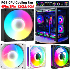 12cm/9cm RGB Case Fans 800-1800RPM Speed Quiet Cooling Fan 4Pin/3Pin ARGB PWM Chassis Fan for Computer Case & Liquid Radiator