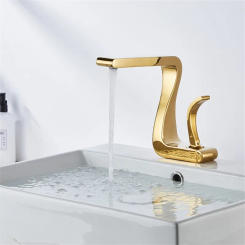 Basin Faucet Gold Bathroom Mixer Tap Brass Wash basin Hot and Cold Sink New Modern