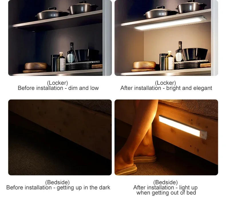 Description Picture 6 of itemLED Ultra Thin Under Cabinet Lights Motion Sensor night light Wireless Rechargeable 3 Color Lamp Kitchen Closet Cabinet Lighting