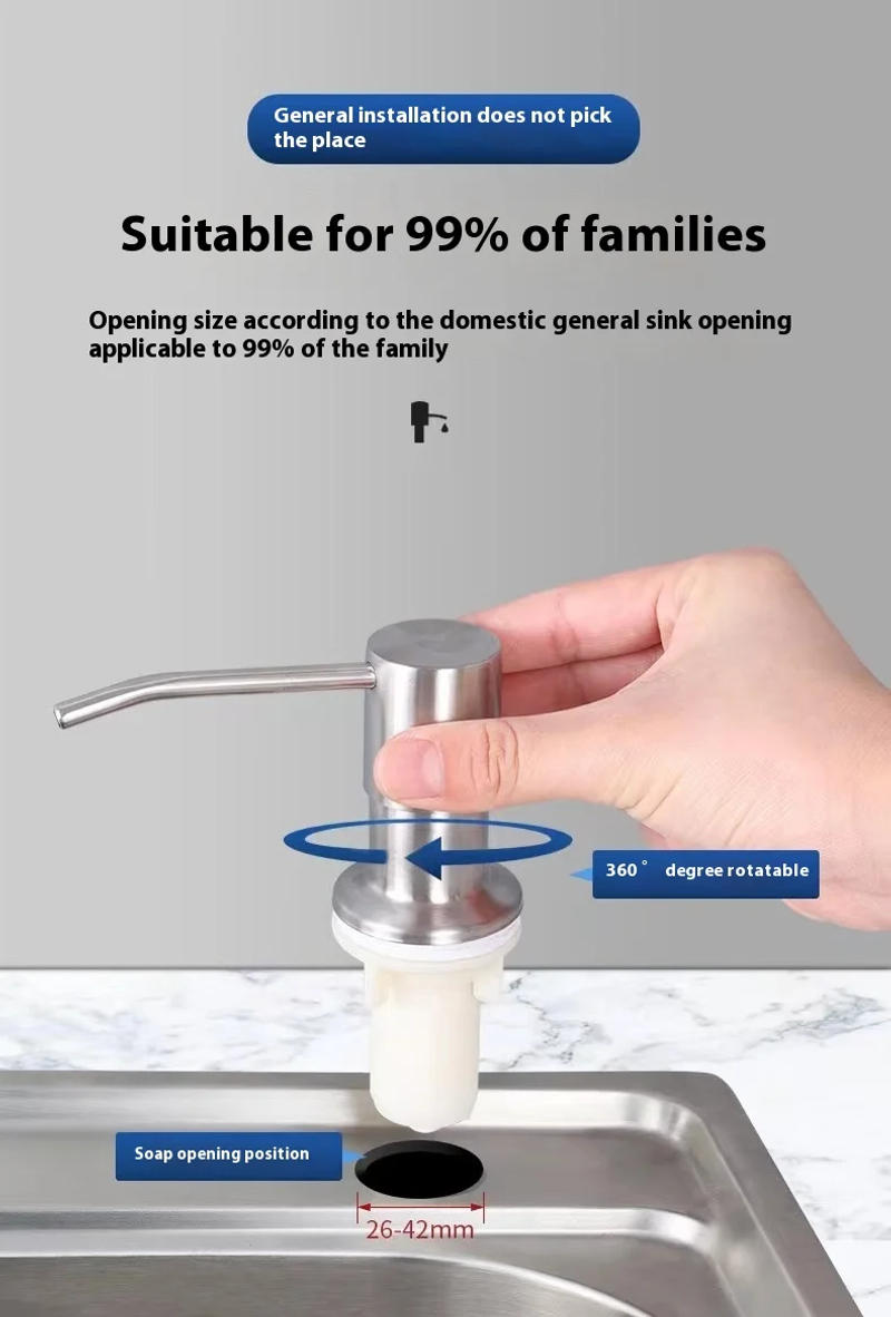 Description Picture 3 of itemZEXEF Soap Dispenser for Kitchen Sink Refill From The Top Above Counter with Liquid Bathroom Basin Soap Bottle Pump