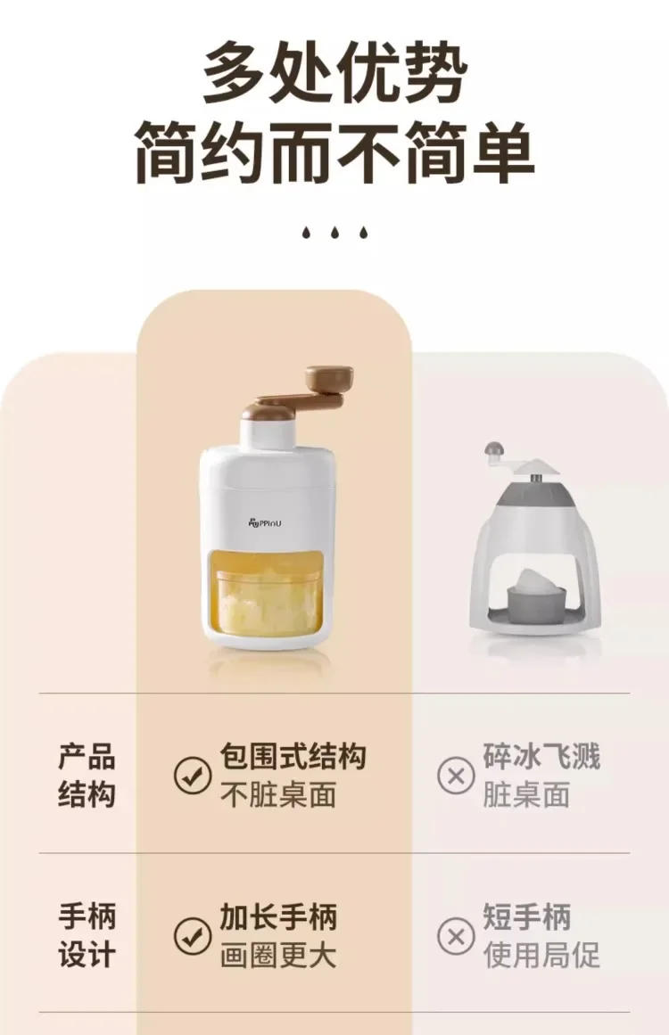 Description Picture 5 of itemHand Crank Ice Shaver Small Household Shaved Ice Machine for Snow Cone