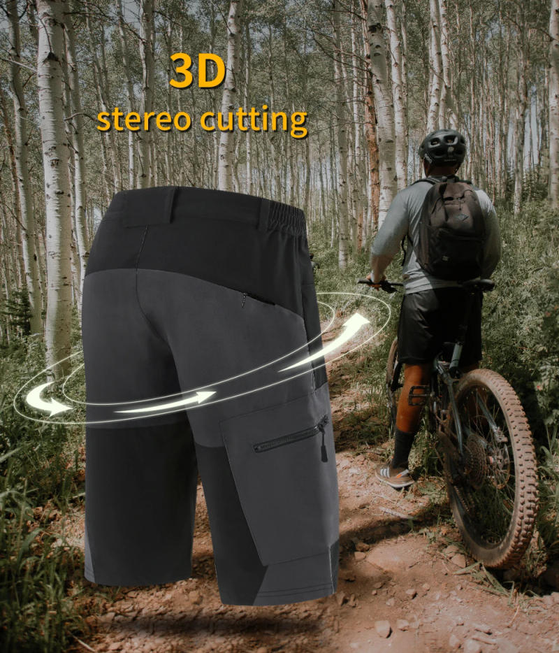 Description Picture 6 of itemWOSAWE Men's Cycling Shorts no inner pads Multi-pocket Quick Dry Half Pants Loose Fit Cycling Pants Zipped Summer Shorts