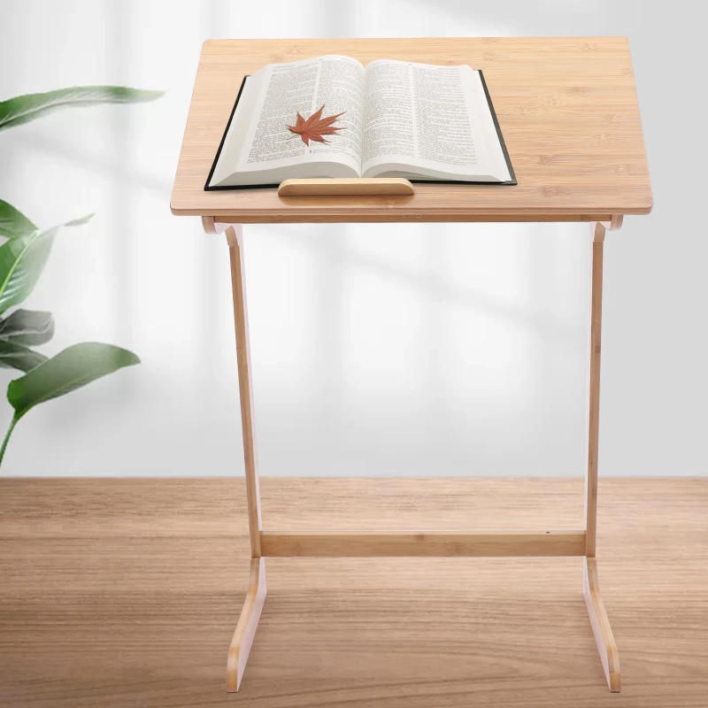 Description Picture 6 of itemPortable Freestanding Natural Bamboo Computer Table, Rectangle Height Adjustable