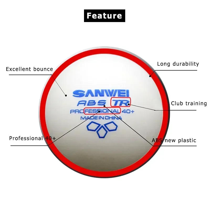 Description Picture 3 of itemOriginal SANWEI-ABS TR 3Star 100PC Table Tennis Balls Ping Pong Balls 40+ Plastic White Ping Pong Balls for Training